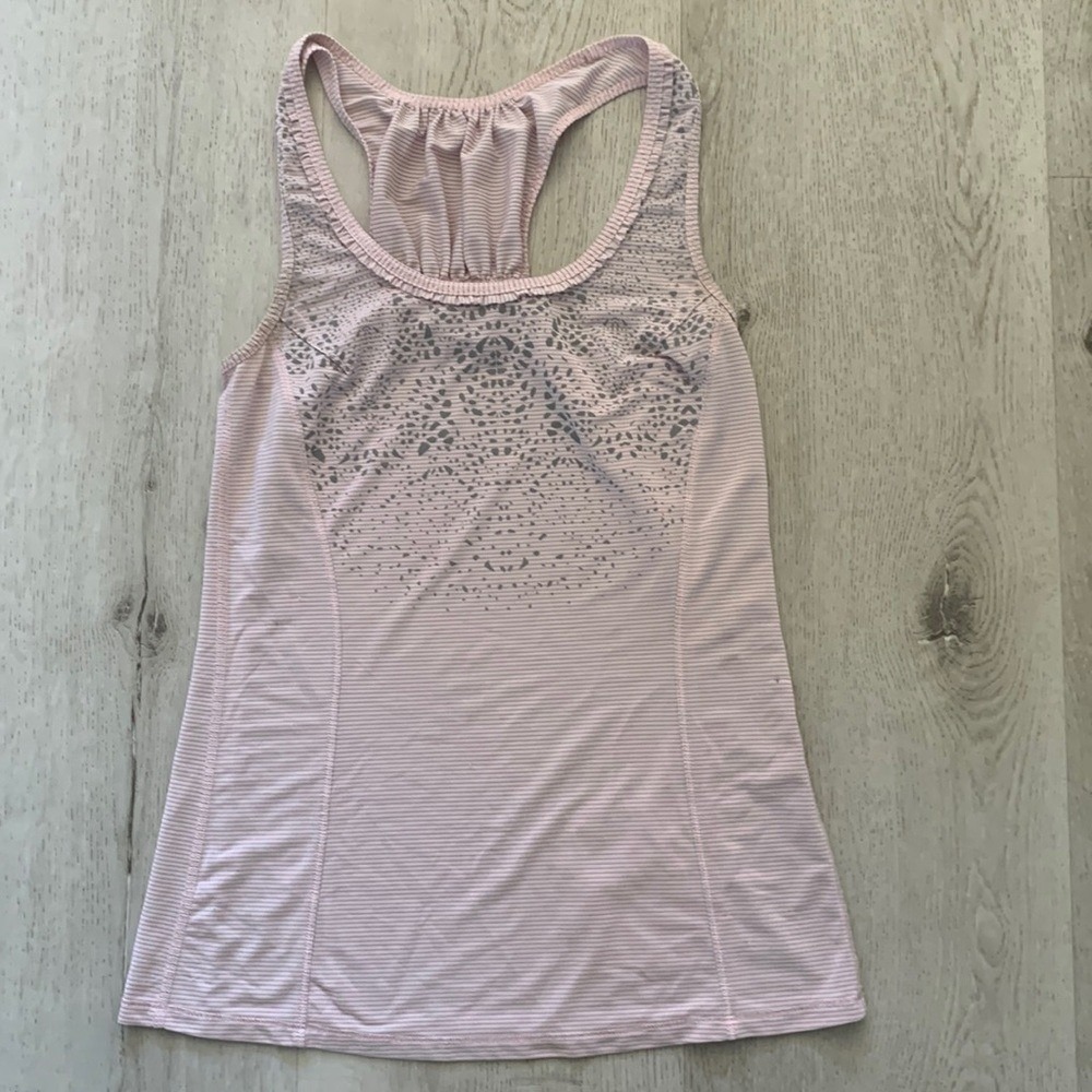 Lululemon Run Silver pink ruffle Bullet Workout Tank size 2
